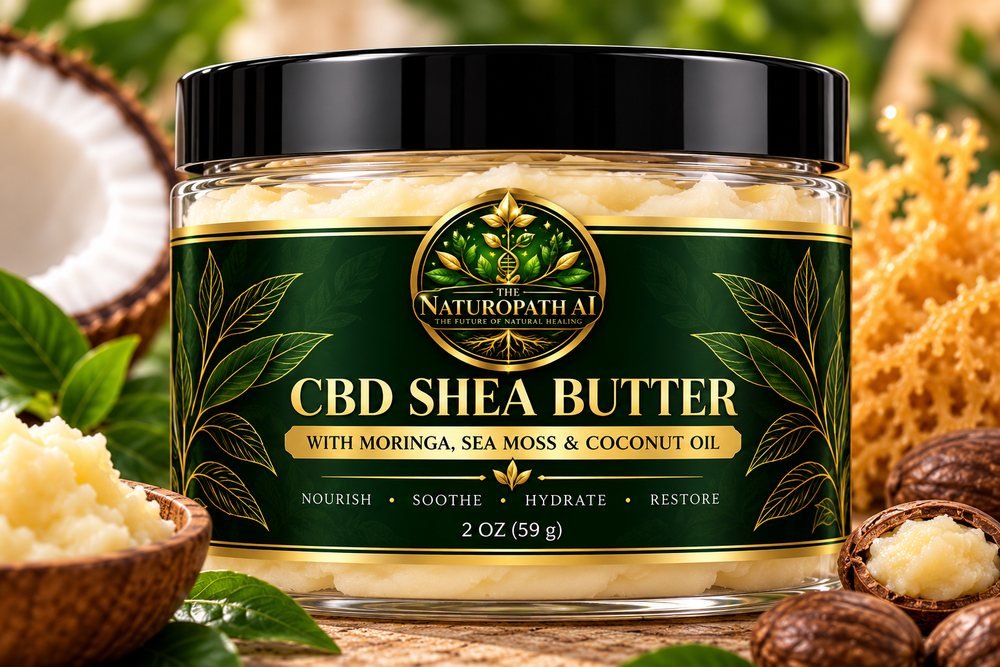 CBD Shea Butter with Moringa, Sea Moss & Coconut Oil jar